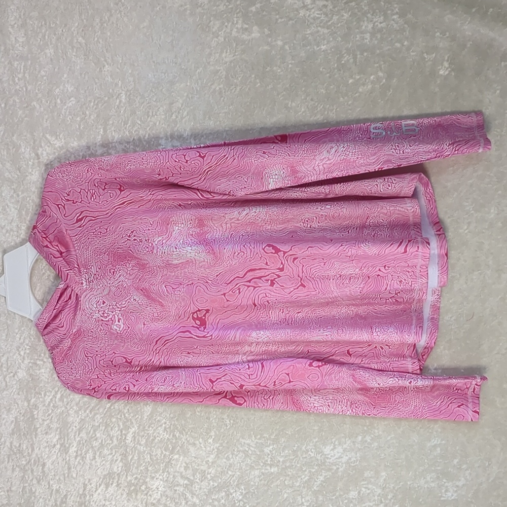 Pink Patterned Lightweight Hooded Pullover Sweatshirt